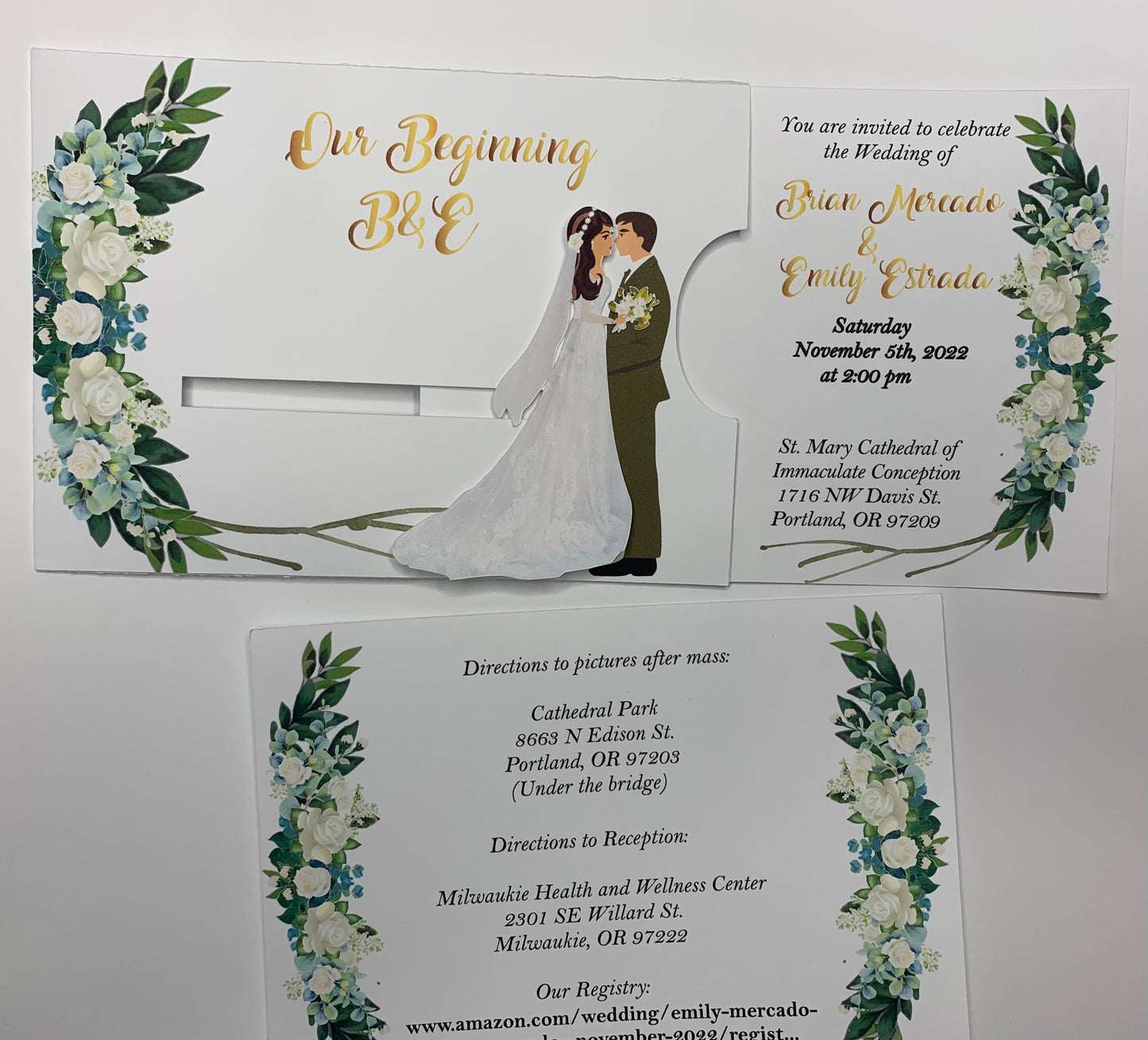 sliding bride invitation  New Beginnings