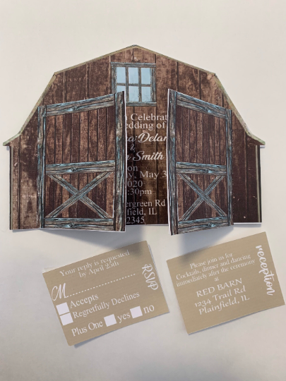 Rustic Barn Invitation with doors that open