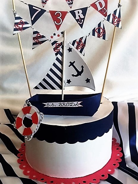 Nautical Cake Topper/Boat Cake Topper/Birthday Cake Topper