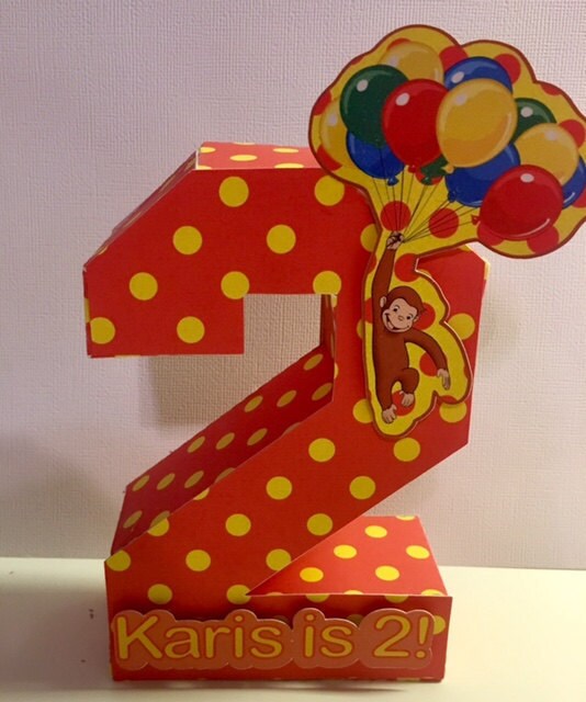 Curious George Inspired Number/ tabletop number decor/ number prop