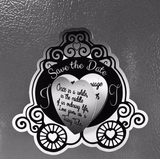 Save the date magnet, Wedding, fairy tale, Cinderella wedding, Carriage, Fairy tale wedding.