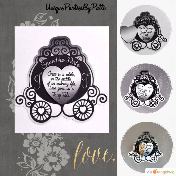 Save the date magnet, Wedding, fairy tale, Cinderella wedding, Carriage, Fairy tale wedding.