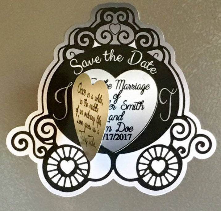 Save the date magnet, Wedding, fairy tale, Cinderella wedding, Carriage, Fairy tale wedding.