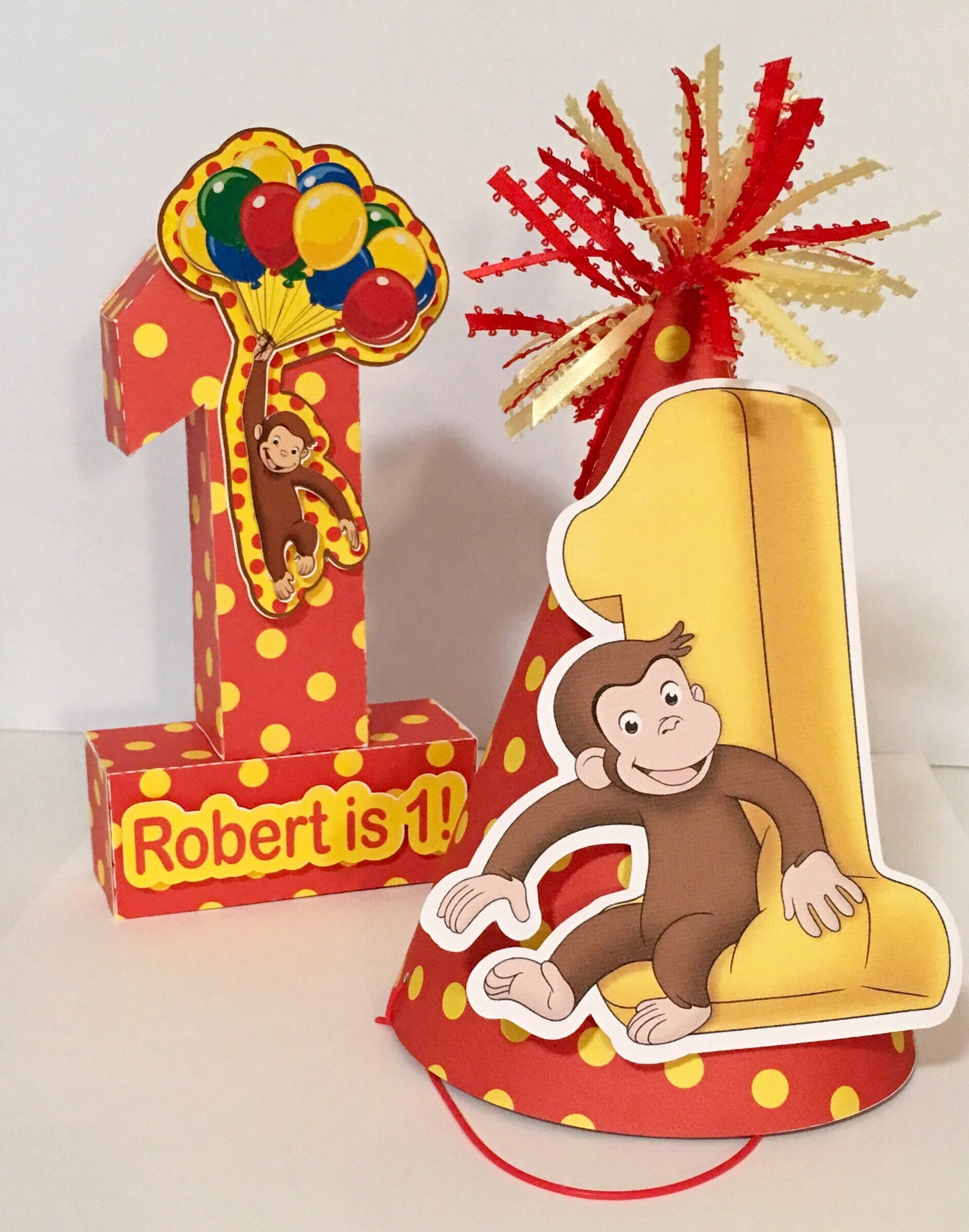 Curious George Inspired Number/ tabletop number decor/ number prop