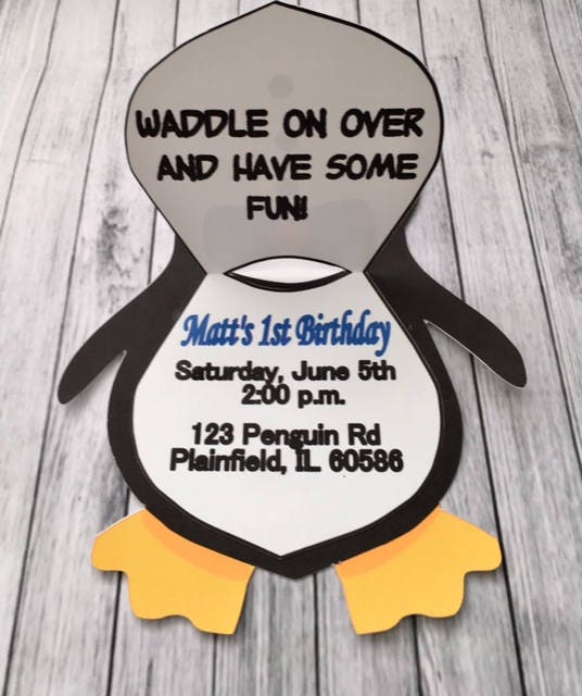 Penguin Birthday Invitation/Boy or Girl Invites /Personalized set of 12 with envelopes