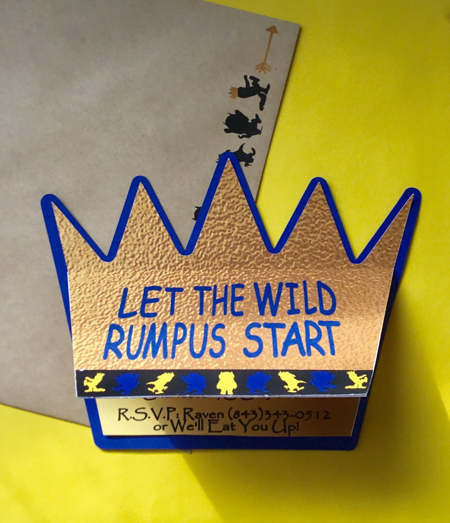 Where the Wild things Are Crown Invitation/ Wild Rumpus Invite/12 invites and envelopes