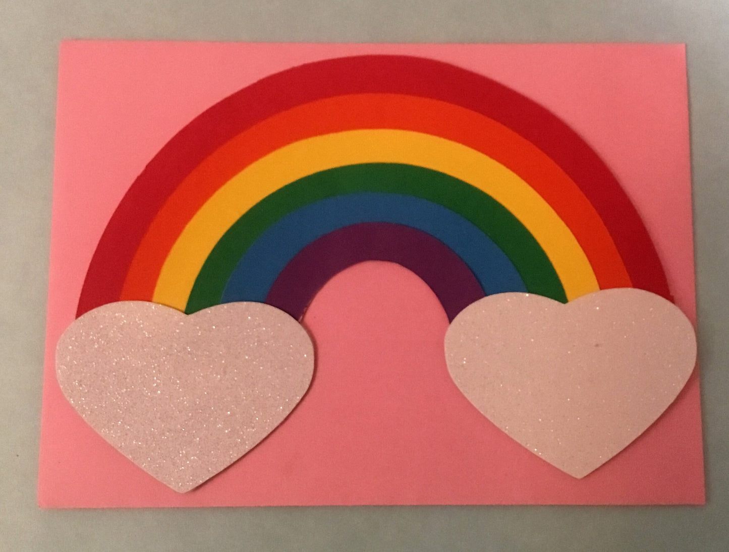 rainbow invitations/rainbow and heart invite/ set of 12 with envelopes