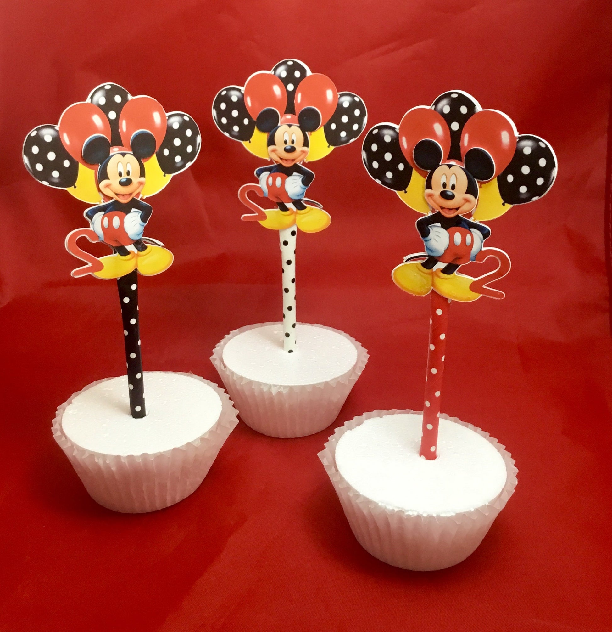 Mickey Mouse Cupcake Toppers /Customized Mickey Mouse Toppers set of 12