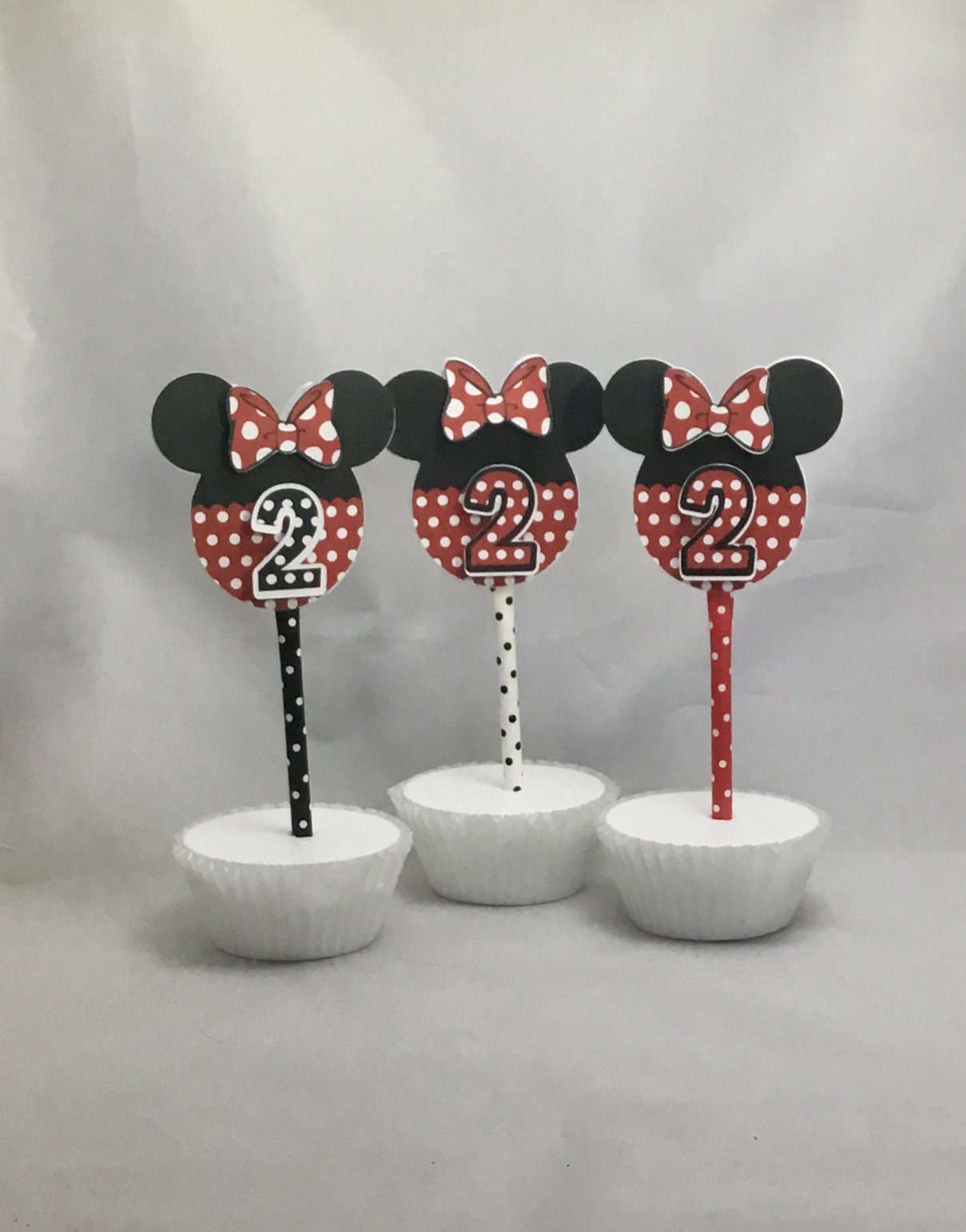 Minnie Mouse Cupcake Toppers/set of 12/customized with age