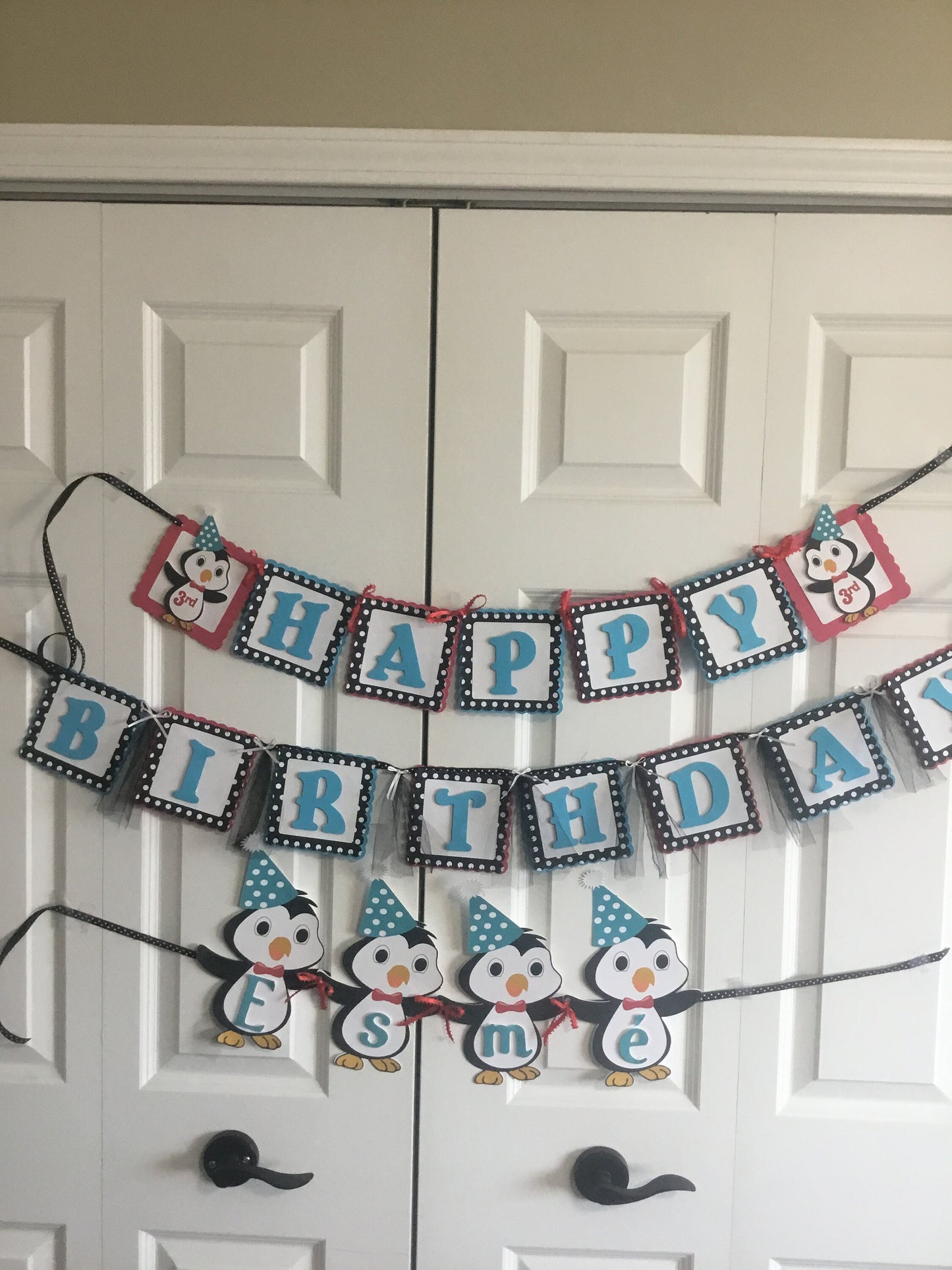 Penguin Birthday Banner/Happy Birthday Banner/Customized Birthday Banner
