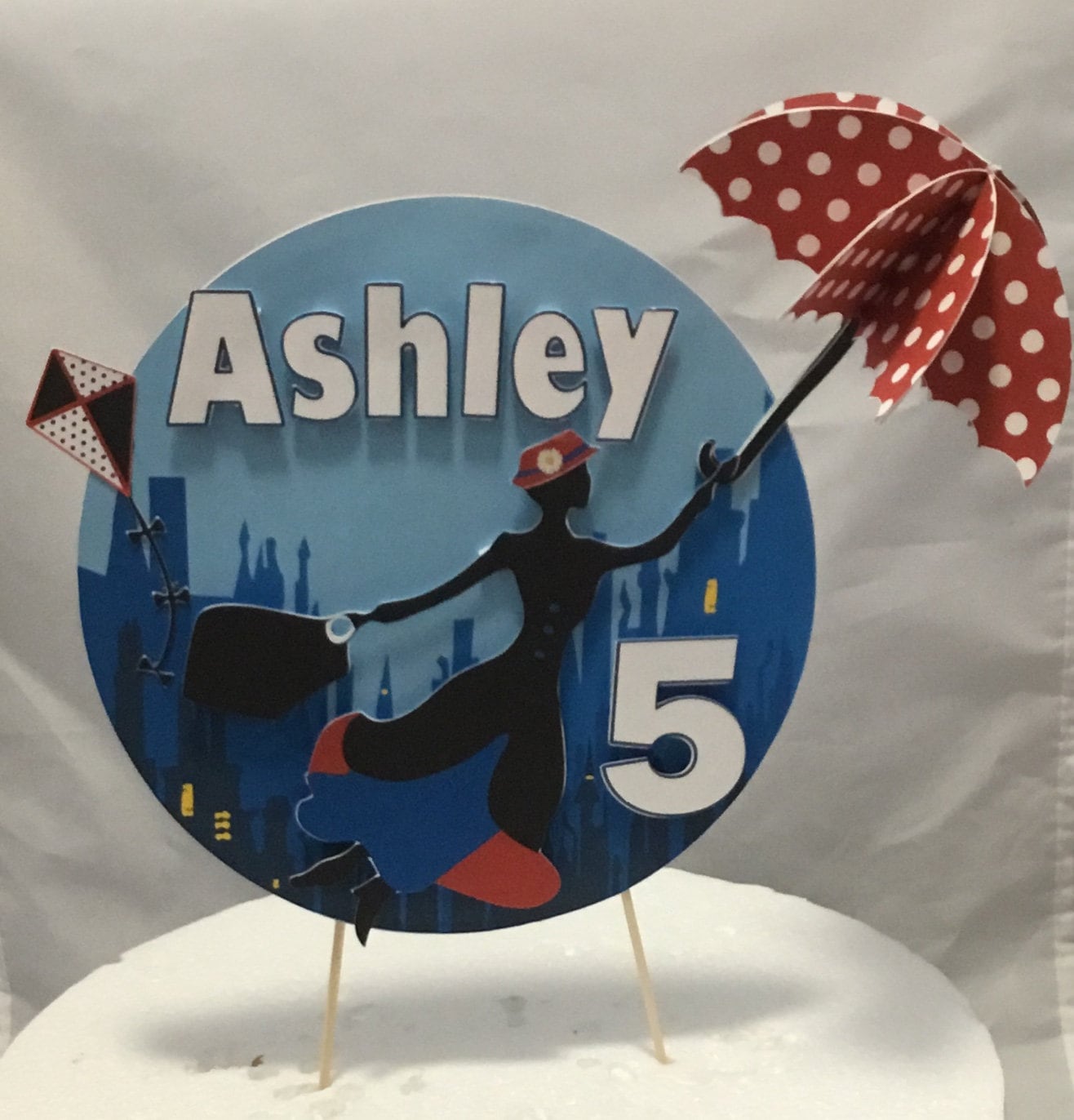 Mary Poppins Inspired Cake Topper/Personalized Cake Topper