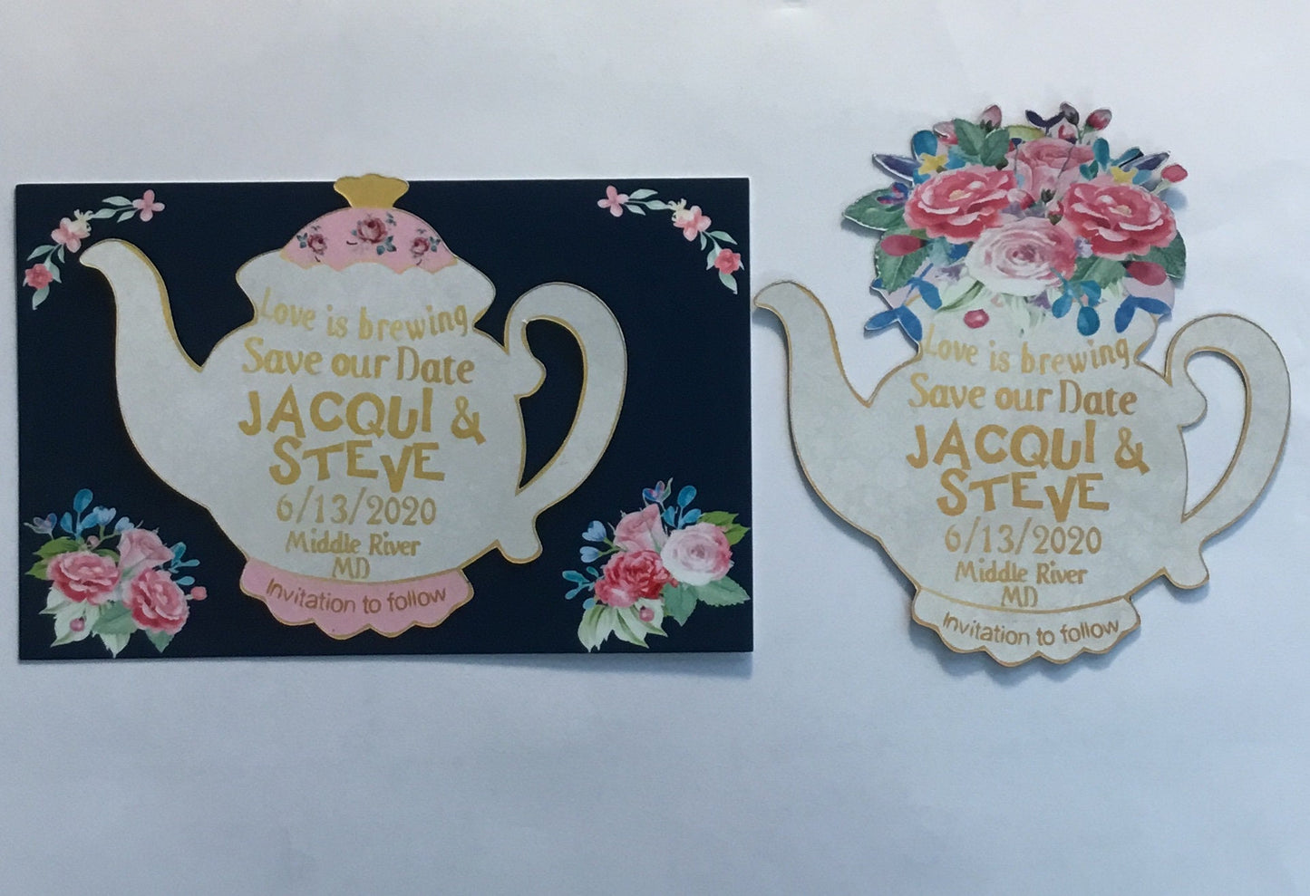 Teapot Save the date magnet/Vintage Save the date/Save the date teapot magnet