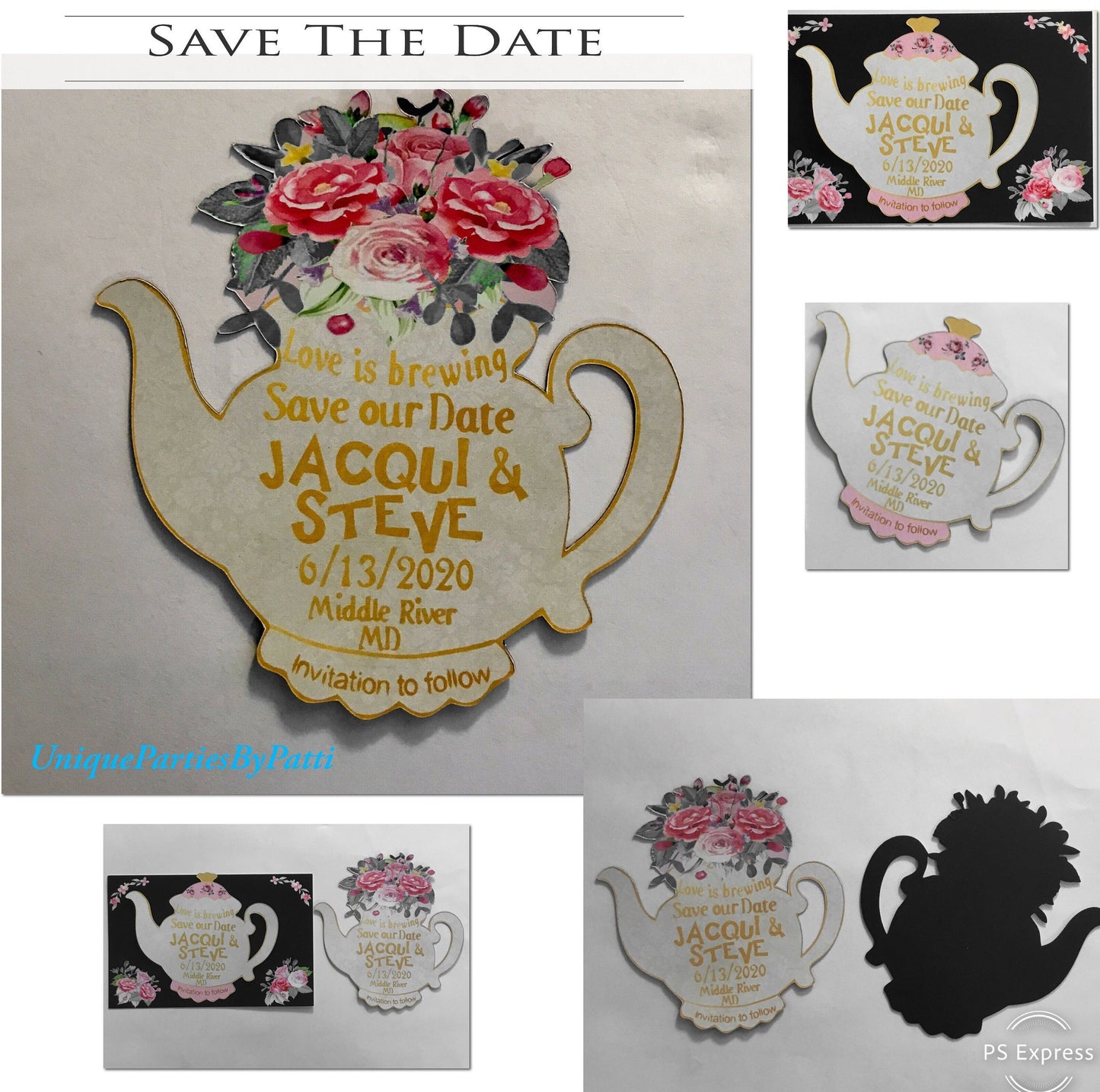 Teapot Save the date magnet/Vintage Save the date/Save the date teapot magnet