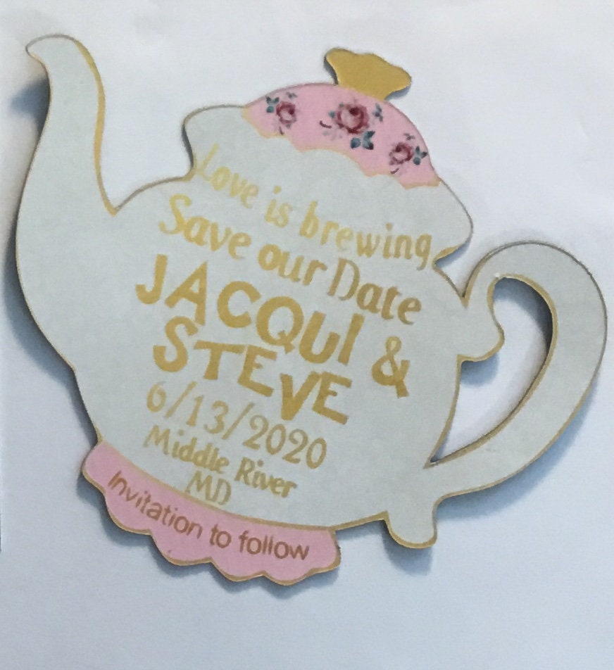 Teapot Save the date magnet/Vintage Save the date/Save the date teapot magnet