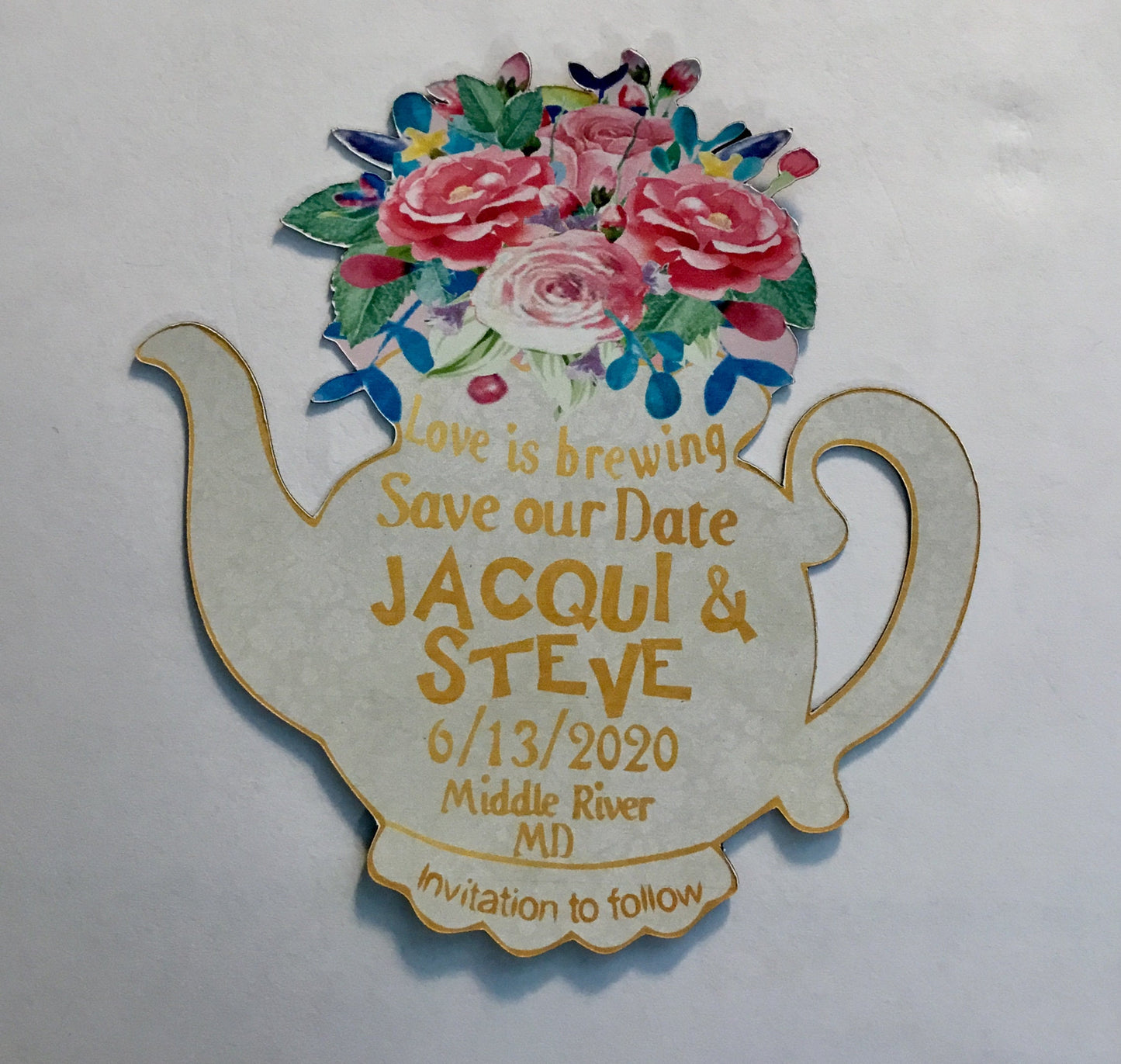 Teapot Save the date magnet/Vintage Save the date/Save the date teapot magnet