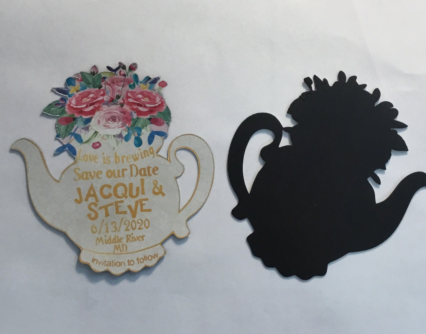 Teapot Save the date magnet/Vintage Save the date/Save the date teapot magnet