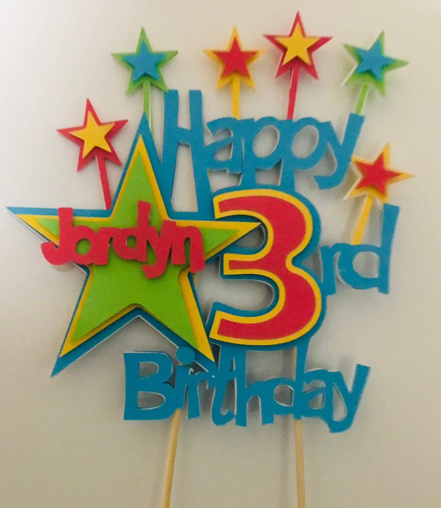 Star Cake Topper/Happy Birthday Cake Topper/personalized cake topper