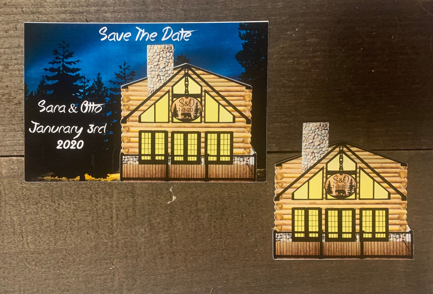 Save the date cabin magnet/rustic save the date/save date with removable magnet/adventure save the date