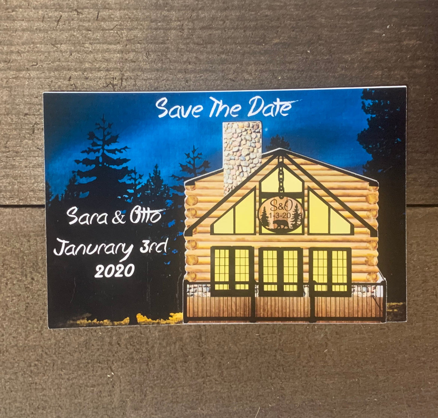 Save the date cabin magnet/rustic save the date/save date with removable magnet/adventure save the date