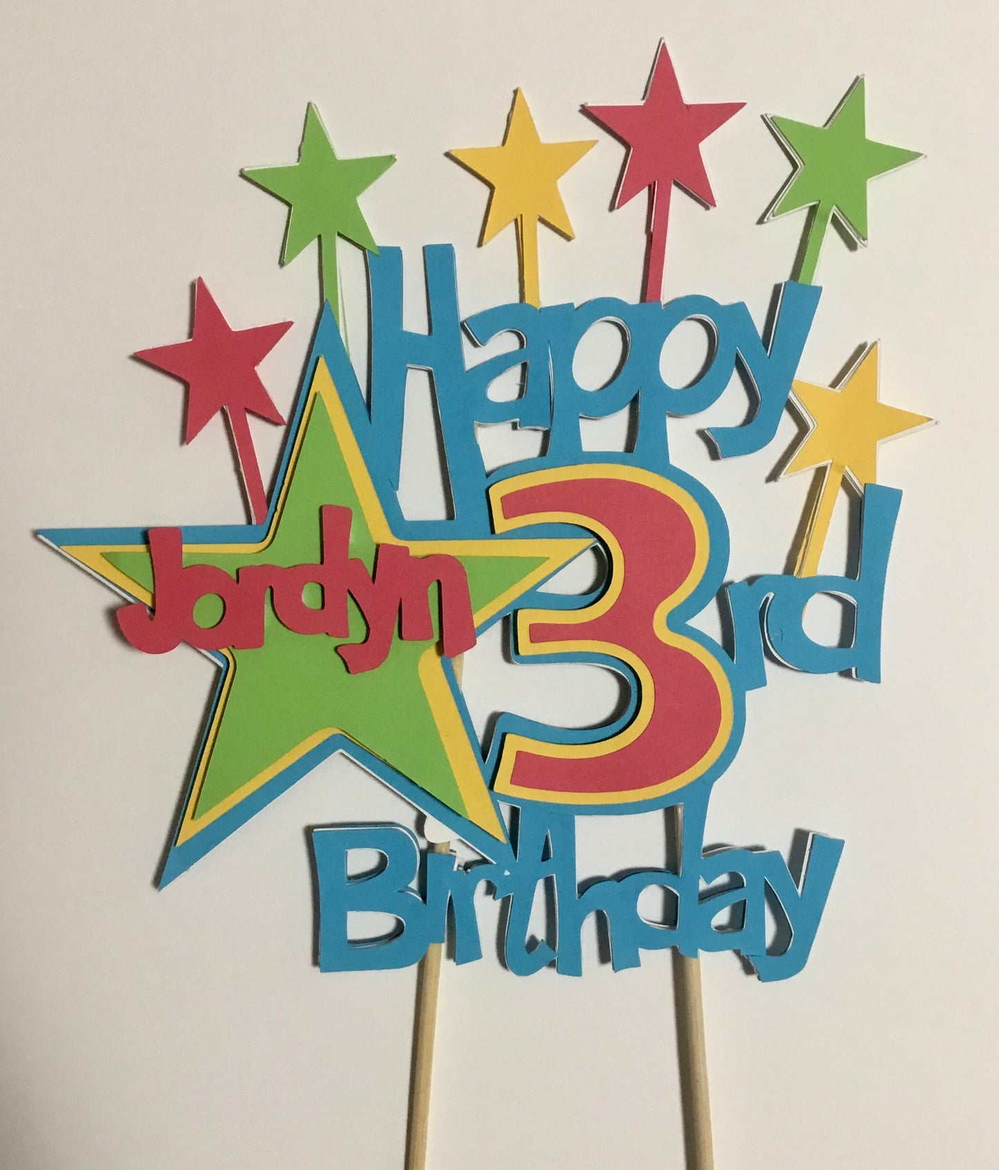 Star Cake Topper/Happy Birthday Cake Topper/personalized cake topper