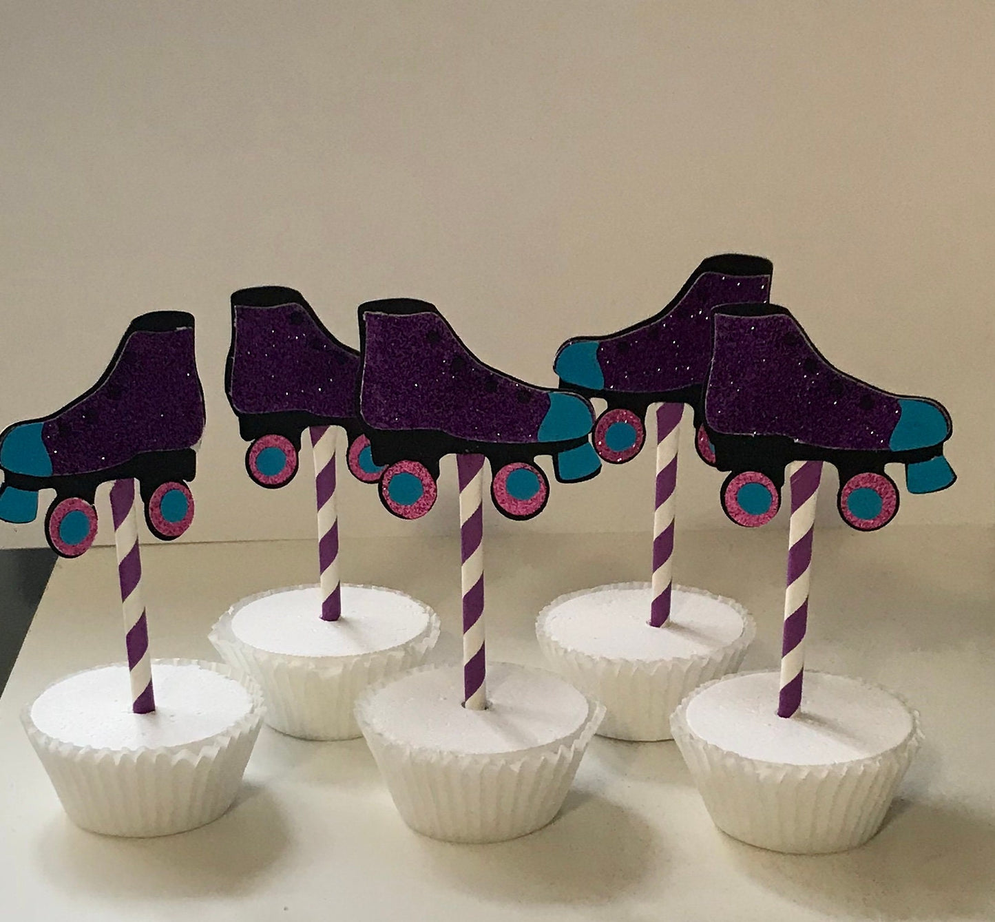 Roller Skate Cupcake Topper/Skate cupcakes/skate toppers set of 12