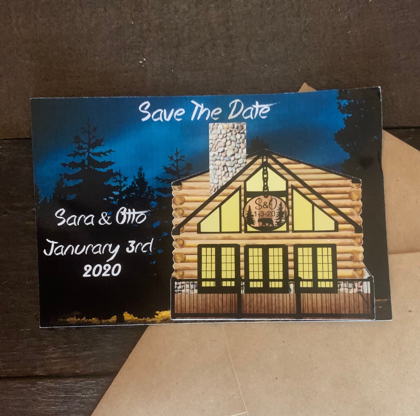 Save the date cabin magnet/rustic save the date/save date with removable magnet/adventure save the date