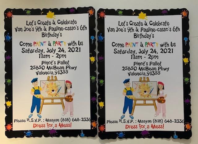 paint party invitations/ customized invitation with personal photo/kids invitations